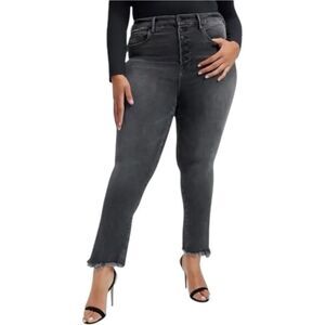 NEW Good American Good Legs Exposed Button Frayed Ankle Cigarette Jeans 18